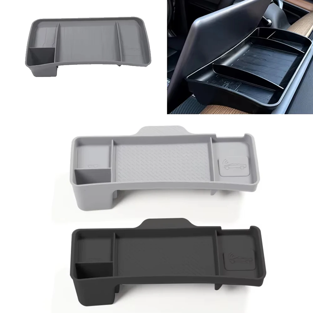 

Silicone Dashboard Storage Tray For Tesla Model Y Juniper 2025 Model 3 Highland Tissue Box Center Console Screen Rear Organizer