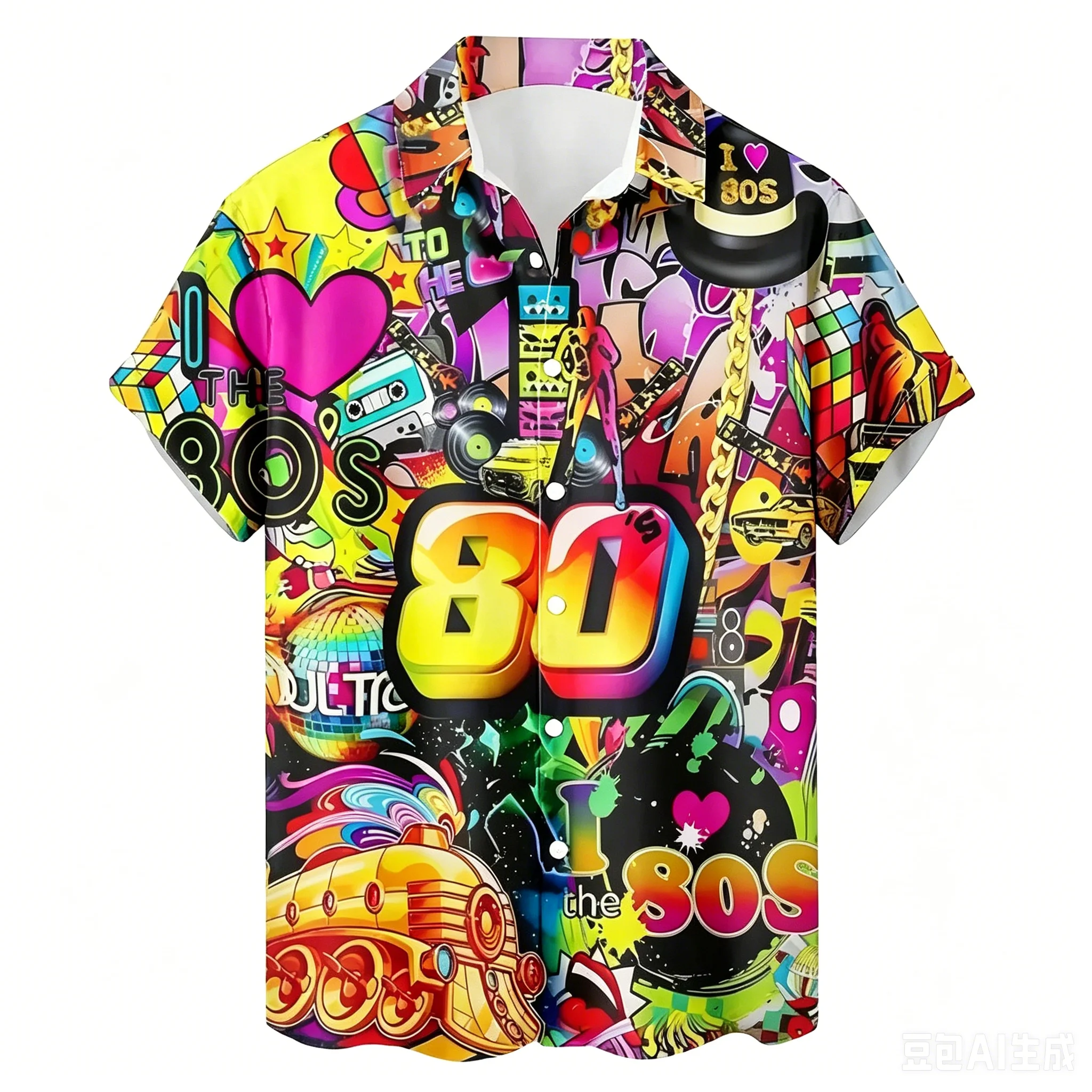 Kemeja Kasual Pria Retro 80-an - 3D Printing Rock ulasan dan harga