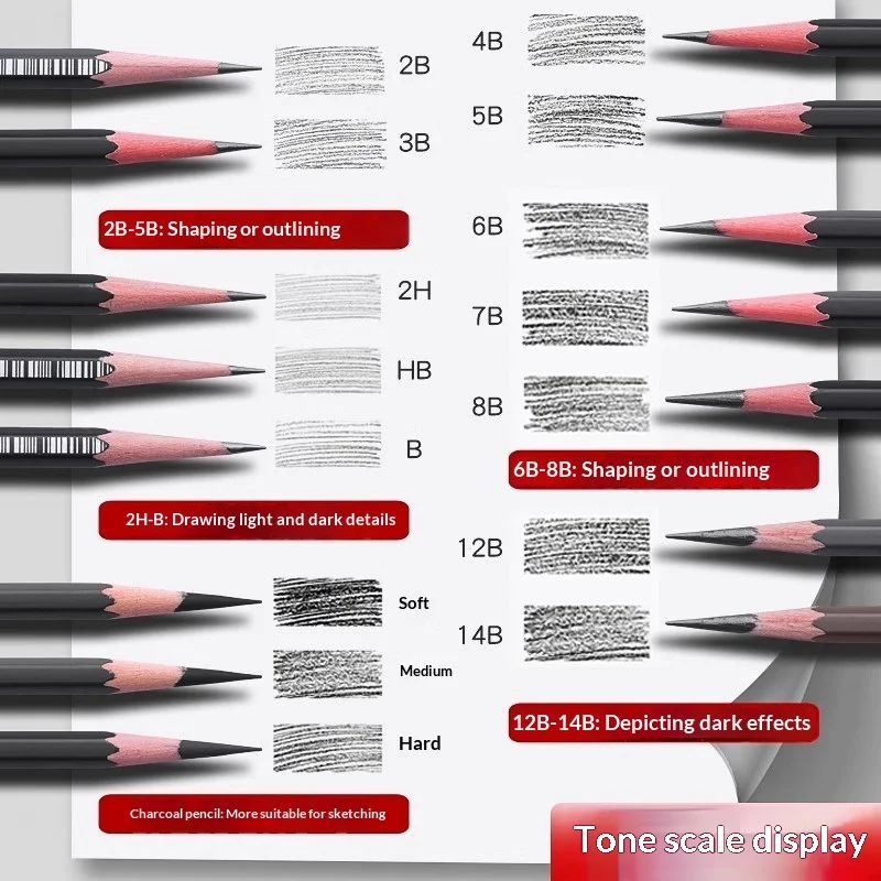 Marie's Drawing Pencils, Multiple Hardness Grades, Smooth Writing, Ideal for Sketch, Draft and Student Daily Art Practice.