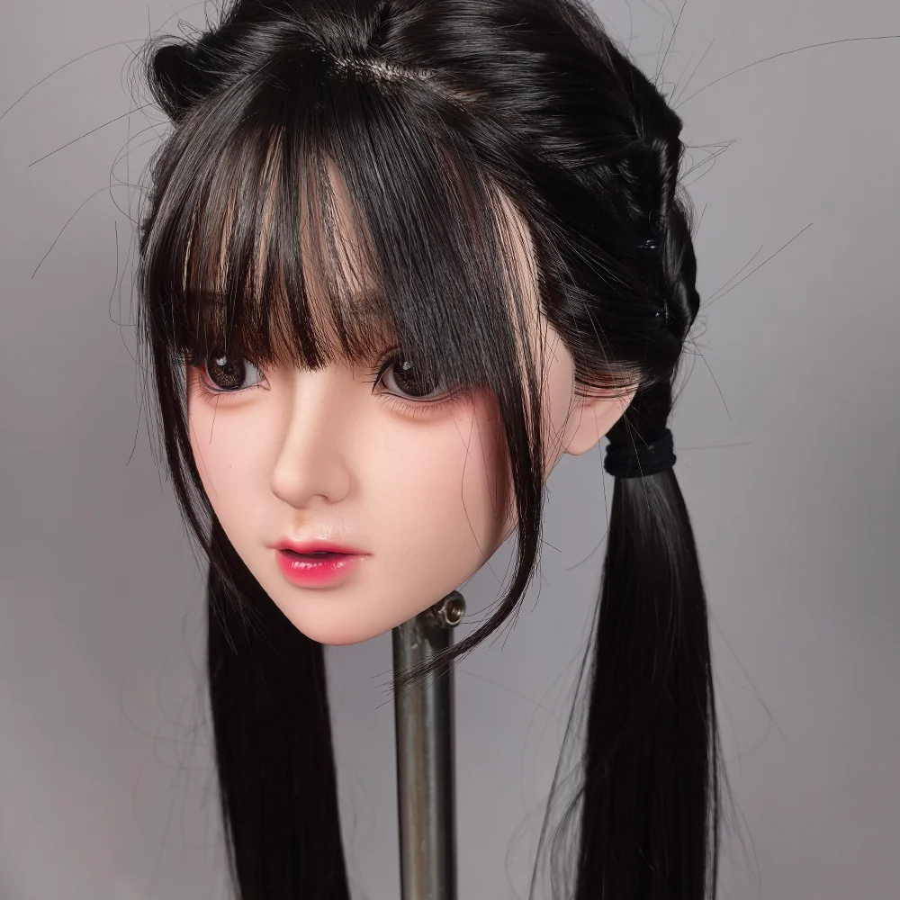 نموذج رأس أنثى جديد، نمط فتاة حلوة، مصنوع من السيليكون، للاستخدام الذكور البالغين. يمكن تجهيزها بشكل اختياري بفم أو بدون