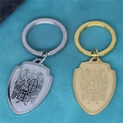 Stainless Steel Archangel Saint Michael Cross Shield Keychian For Men Women Medallion Pendant Key Chains Vintage Amulet Jewelry