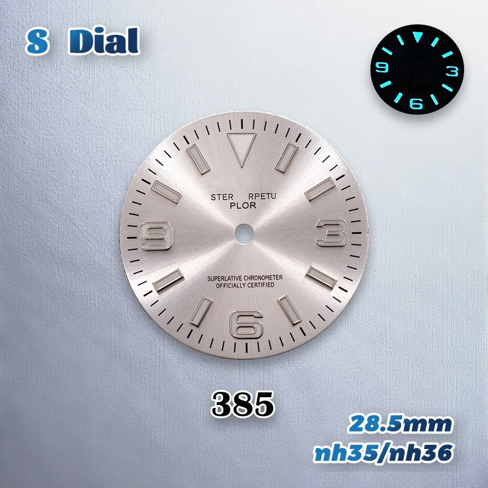 28.5 مللي متر S شعار اكسبلورر أمة الله الطلب صالح NH35/NH36/4R حركة الجليد الأزرق مضيئة ساعة رائعة تعديل الملحقات