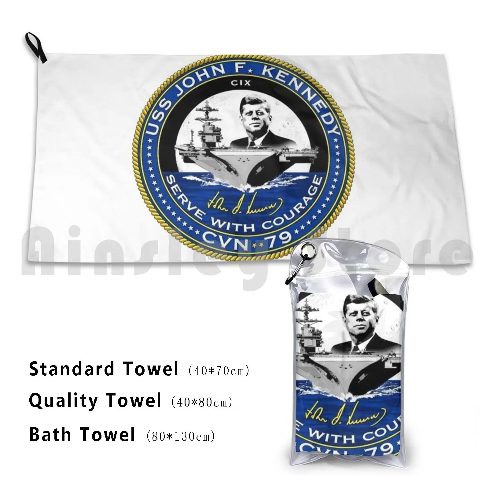 Cvn 79 Uss Kennedy Official Crest Bath Towel Beach Cushion Carrier Patch Crest Navy Pcu Pre Commissioning Unit Cvn