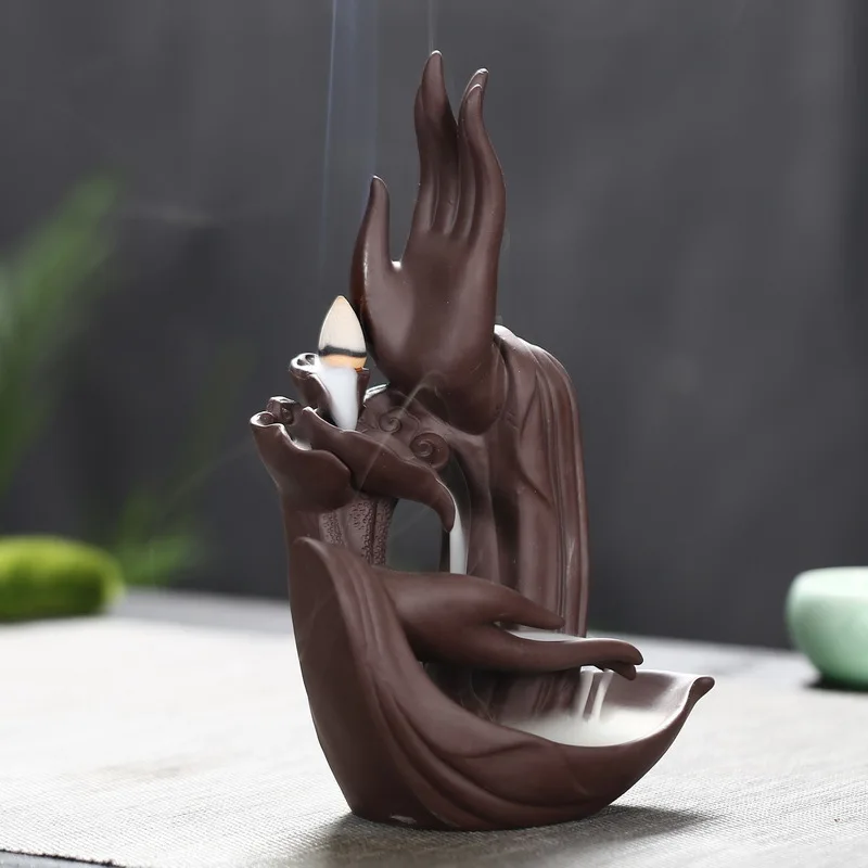 Zen Incense Buddha 's Hand Ceramic Waterfall Backflow Cones Censer Decoration