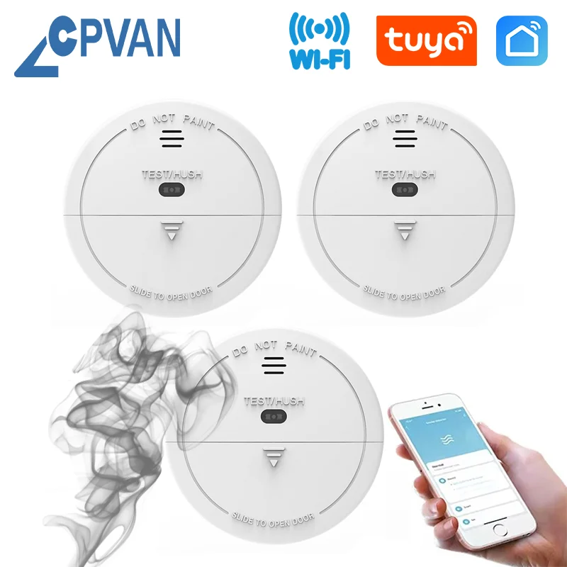 cpvan wireless wifi tuya smoke alarm detector sensor altamente sensivel home security system smoke alarm alarme de incendio 01