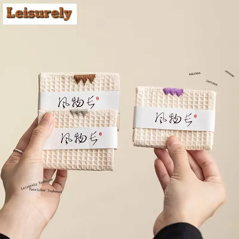 Handmade Cotton-linen Tea Towel Antique Cloth Napkins Tea Napkins Household Tea Cloth Tea Ceremony Accessories Collection Gift