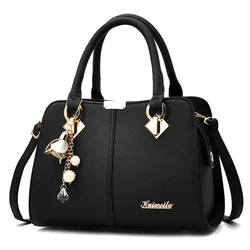 New Elegant Double Handle Purse, Women's Fashion Zipper Handbag, Casual Faux Leather Shoulder Bag