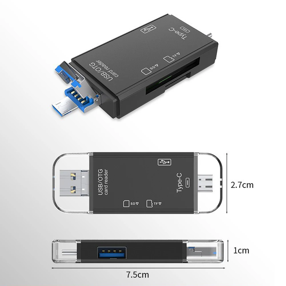6 IN 1 USB/Micro USB/Type C ถึง SD TF Card Adapter 480Mbps OTG Card Reader USB 3.0 SD/TF Card Reader สําหรับแล็ปท็อปพีซี