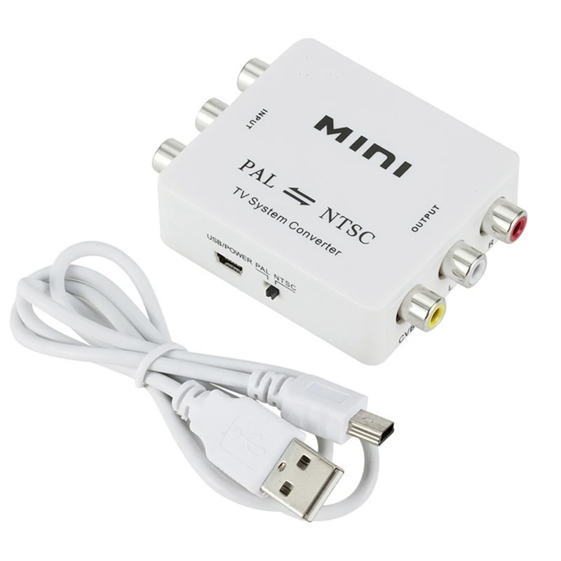 

Двухсторонний ТВ-конвертер Mini PAL NTSC, 1 шт., переключатель, белый ABS PAL в NTSC в PAL, двухстороннее ТВ-Композитное соединение