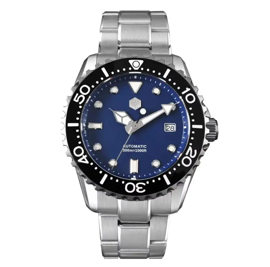 San Martin Men Automatic Watch 44mm Mechanical Wristwatch Diver 30ATM Waterproof BGW-X1 Luminous Sapphire NH35 Ceramic Bezel