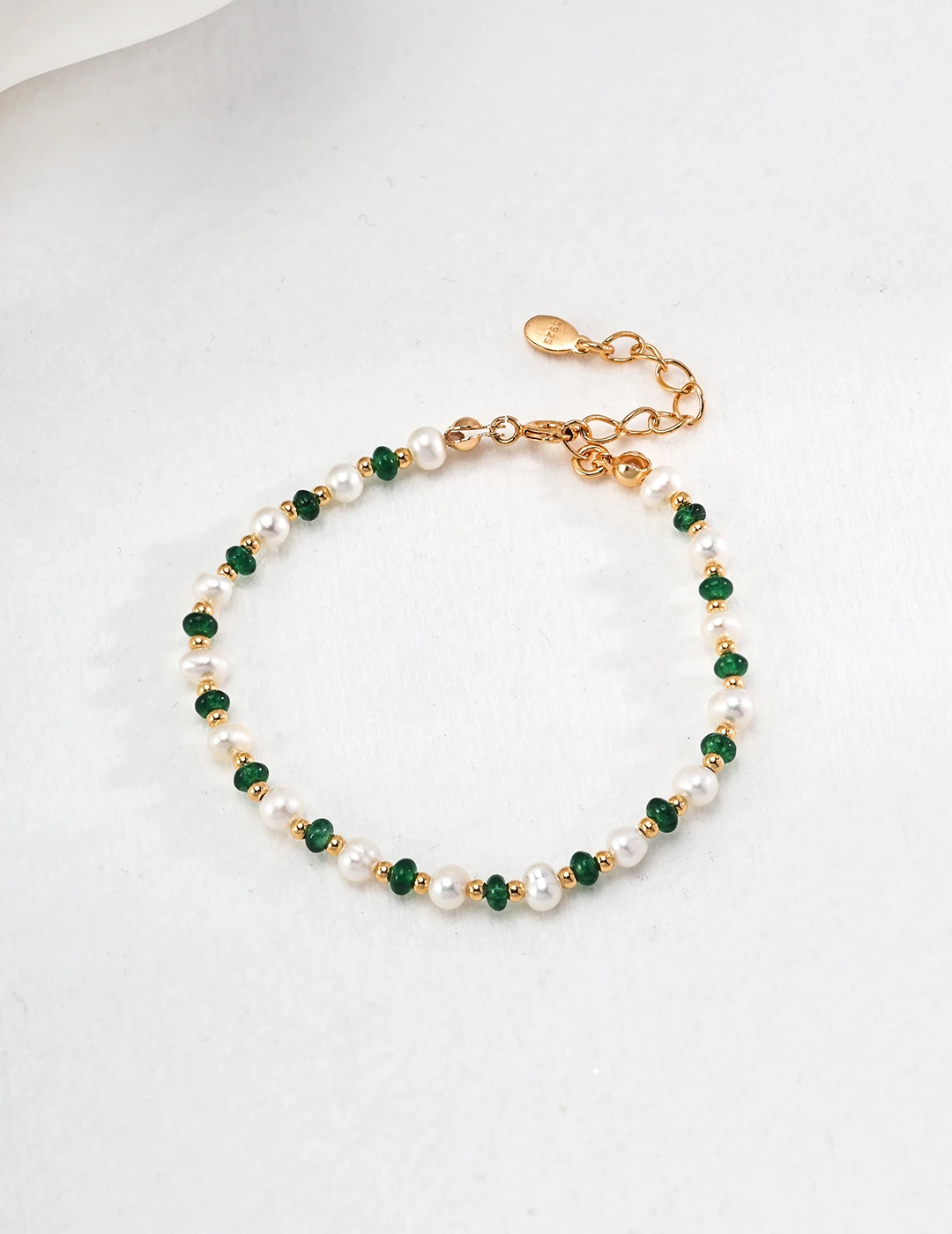 Vintage 925 Silver Natural Pearl Bracelet Women Round Green Emerald Classic Chain Female Jewelry Fashion Accessories SL0134-2