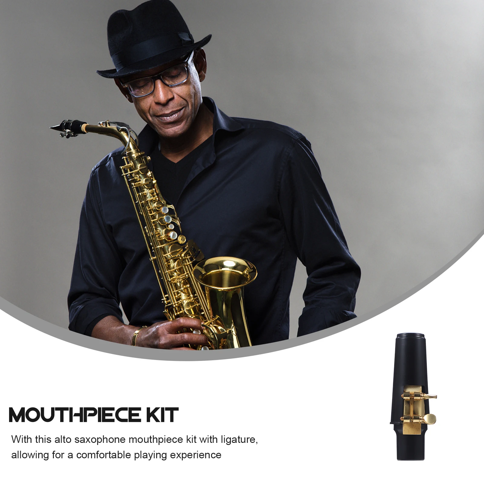 

2 Sets Alto Saxophone Mouthpiece Woodwind Instrument Parts Cap Teeth Pads Metal Replacement Accessories Wind Instruments