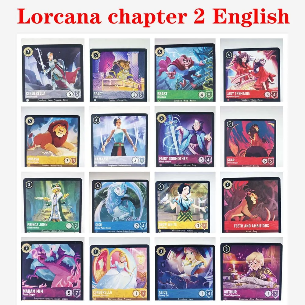 

Lorcana Proxy Chapter 2 Rise of the Floodborn NoneFoil English/French/German –alice Arthur belle snow white TCG Game Cards