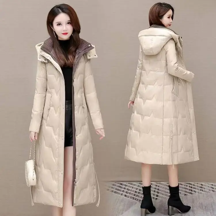 Mid-length Cotton-padded Jacket Winter Women's Clothing Slim Hooded Parkas Warm Thicken Coat Zipper Windproof Outerwear