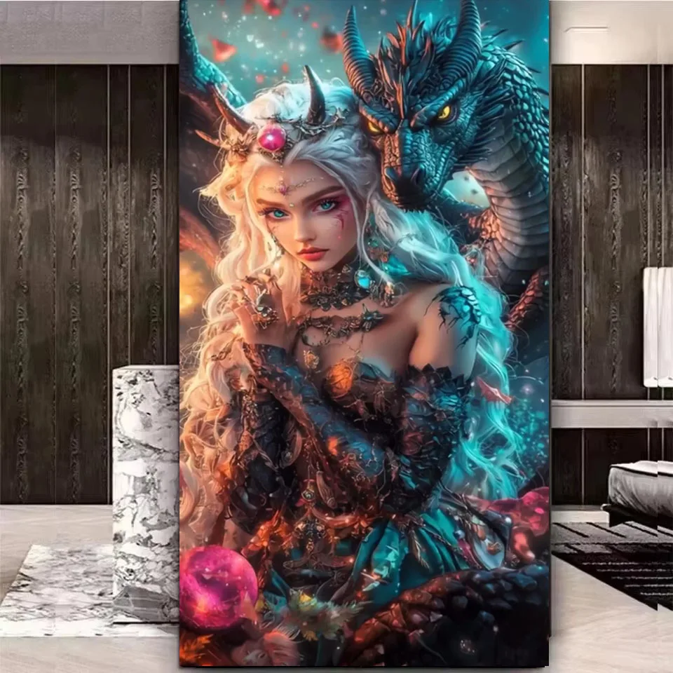 

Vibrant Dragon And Woman DIY 5D Diamond Painting New Arrival Full Square Round Drill Mosaic Diamond Embroidery Big Size