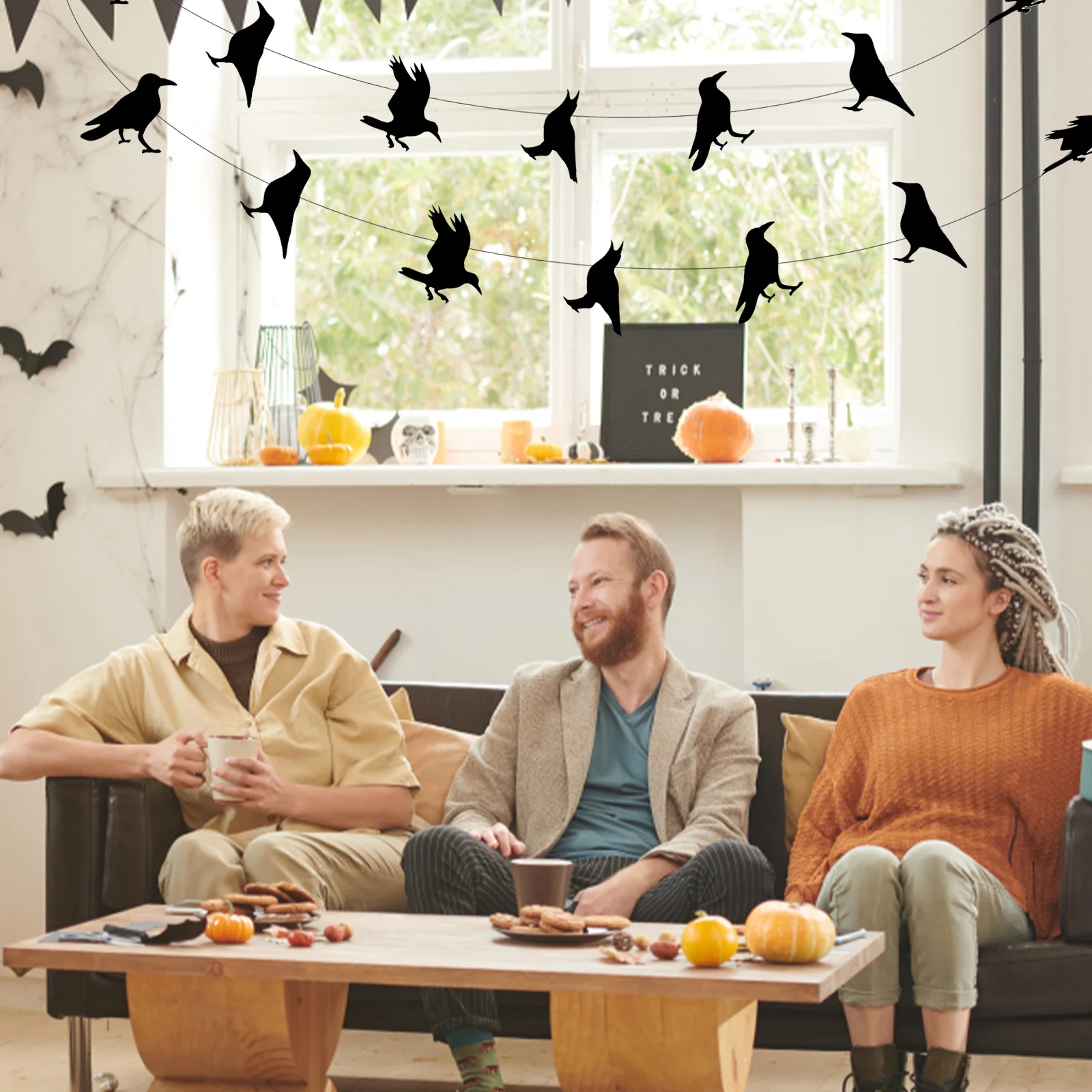 

2Sets Unique Halloween Crows Banner Special Overhead Decoration for Doorways Home School Office Parties Halloween Crows Banner