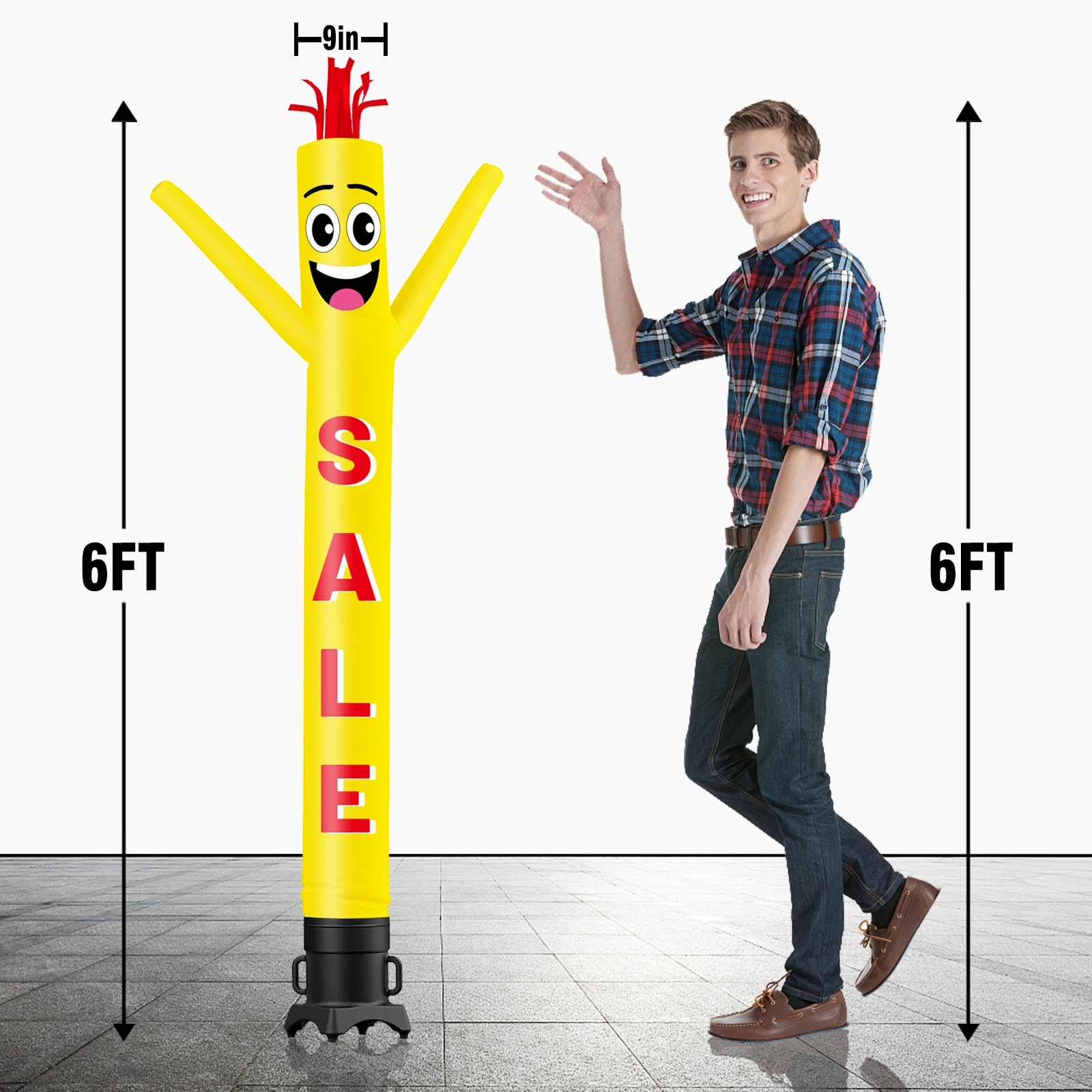 6/10/15/20FT Tall Inflatable Yellow Sale Dancing Guy for Outdoor Decoration Advertising(Blower Not Included)