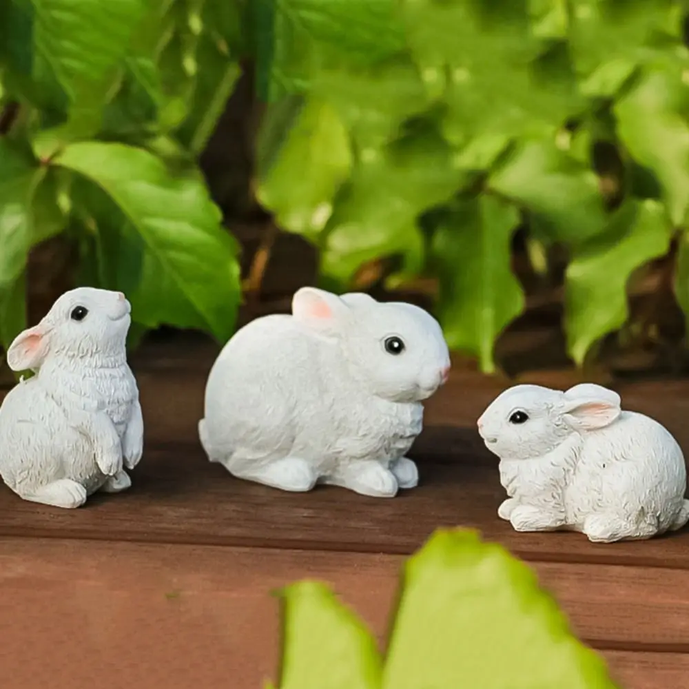 

3 шт., фигурки кроликов из смолы, милые скульптуры животных, креативные изысканные миниатюрные статуи кролика, шкаф