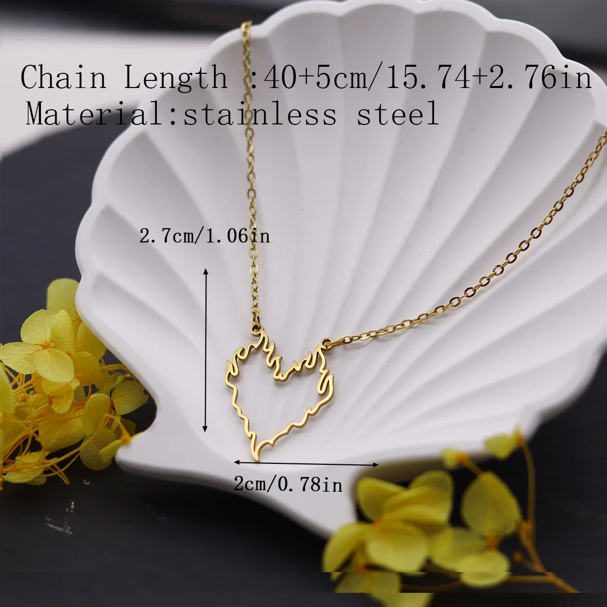 Todorova Stainless Steel Hollow Flame-shaped Heart Pendant Necklaces For Women Personalised Rock Charm Choker Necklace Jewelry