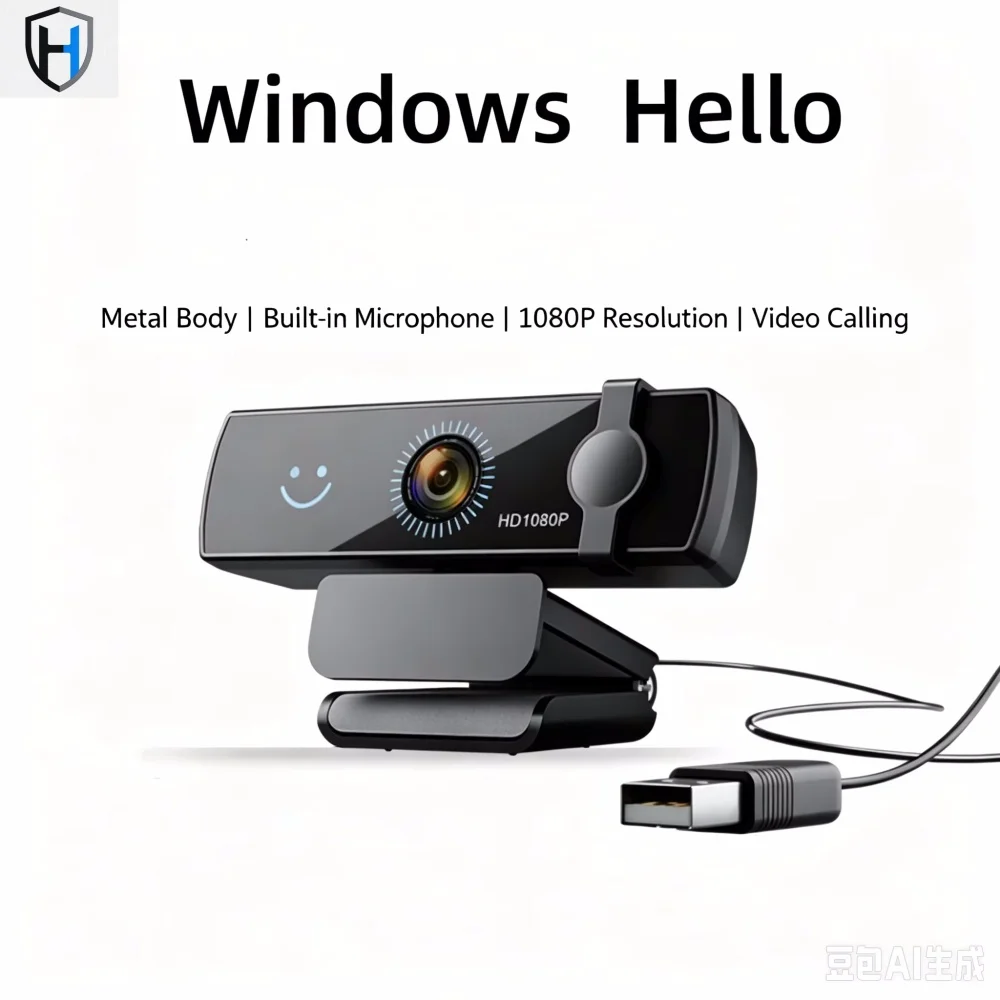 Windows Hello Facial Recognition Webcam 1080P Full HD USB Web Camera with Built-in Mic, Plug and Play for PC Laptop