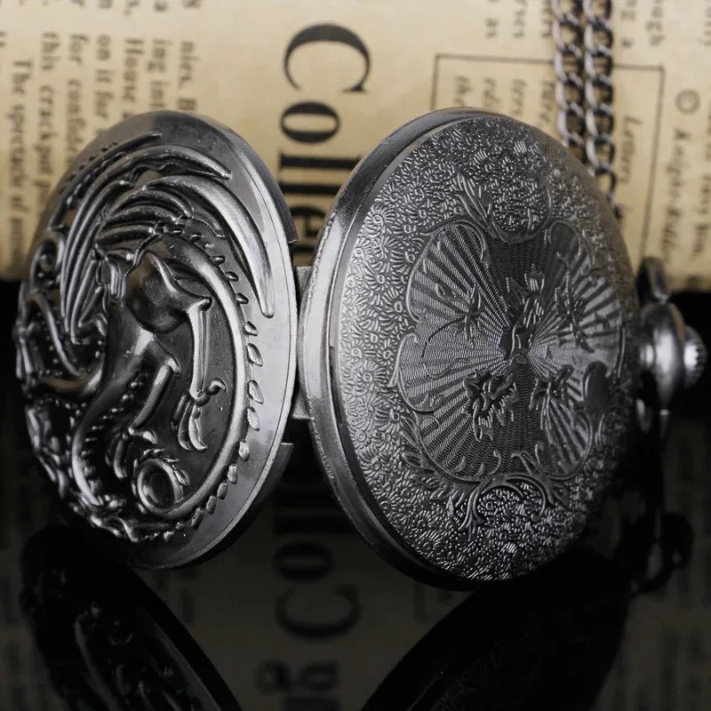 クラシックナインドラゴンエンボス加工 Gnale テーマ懐中時計ヴィンテージアクセサリーチェーンネックレス時計クォーツ懐中時計お土産ギフト