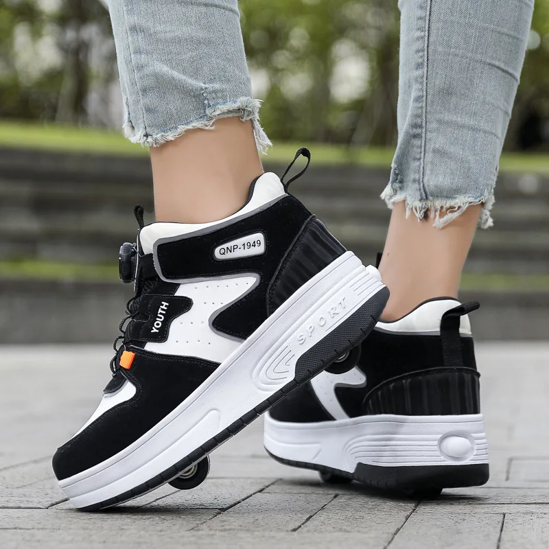 Student Children Junior Roller Skate Shoes Kid Sneakers with Two Wheels Boy Girl Running Adult Casual Sports Walking Shoes 30-40