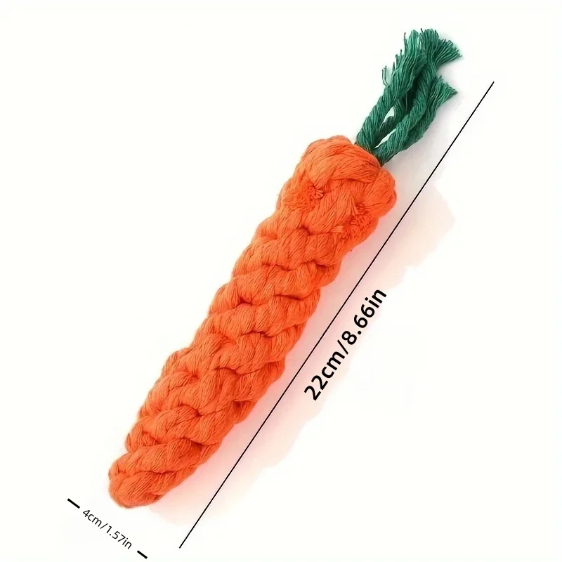 1Pc  Dog Bite Carrot Rope Pet Dog Toys Safe Durable Braided Bite Dog Chew Toys Resistant Puppy Molar Cleaning Teeth Cotton Rope image 6