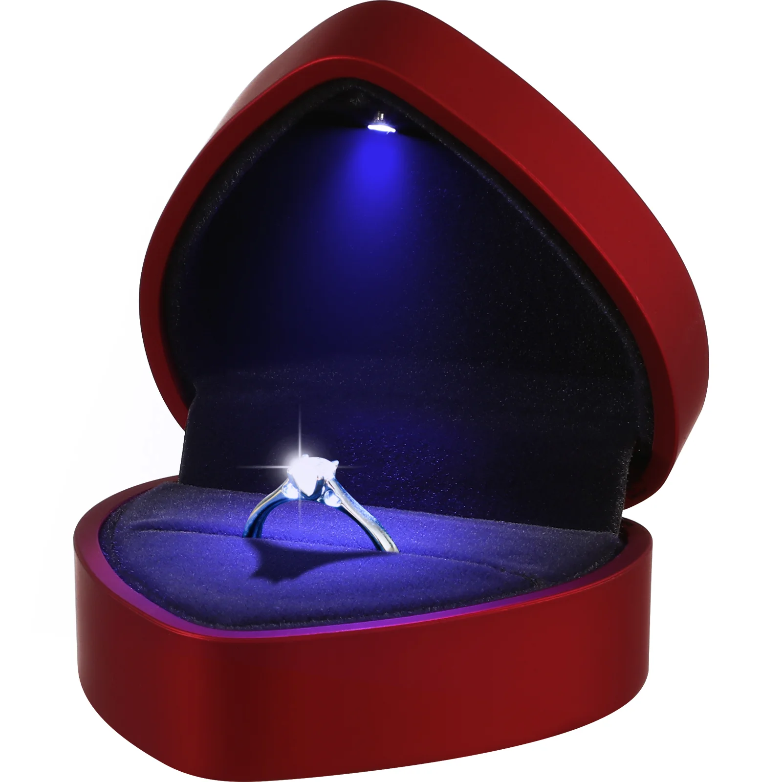 Heart Shaped Ring Box with Light Jewelry Case with Light for Wedding Engagement Proposal ring box for proposal