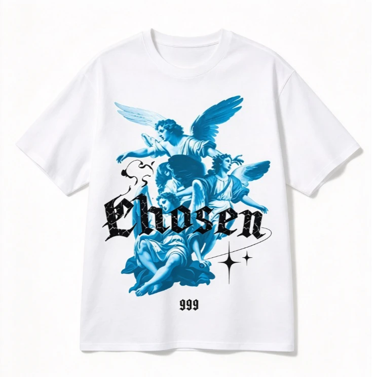 2026 new Best-Seller Trending Blue Angel Slogan Graphic Oversized Short Sleeve T-Shirt Streetwear Enthusiasts Daily Wear Item