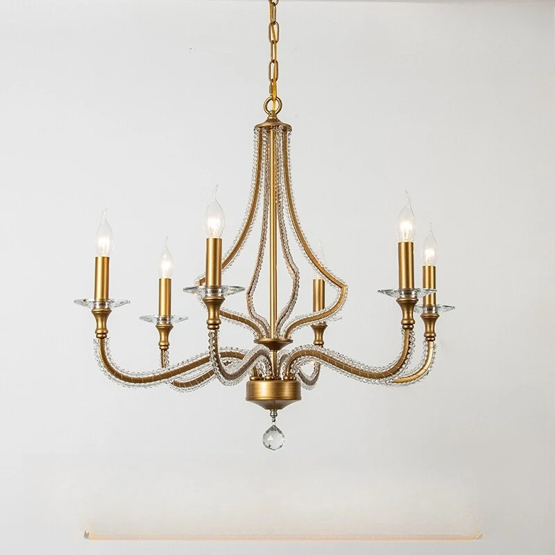 

Crystal chandelier luxury living room dining room French retro personalized villa study duplex stairs bedroom lighting