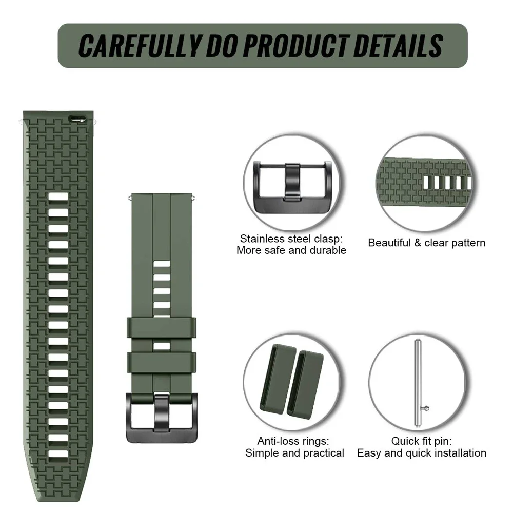 Sport watch Band for Samsung Galaxy Watch 6-5-pro-4-Classic/active 2 Soft Silicone 22mm 20mm bracelet Huawei GT 4-3-2e-pro strap