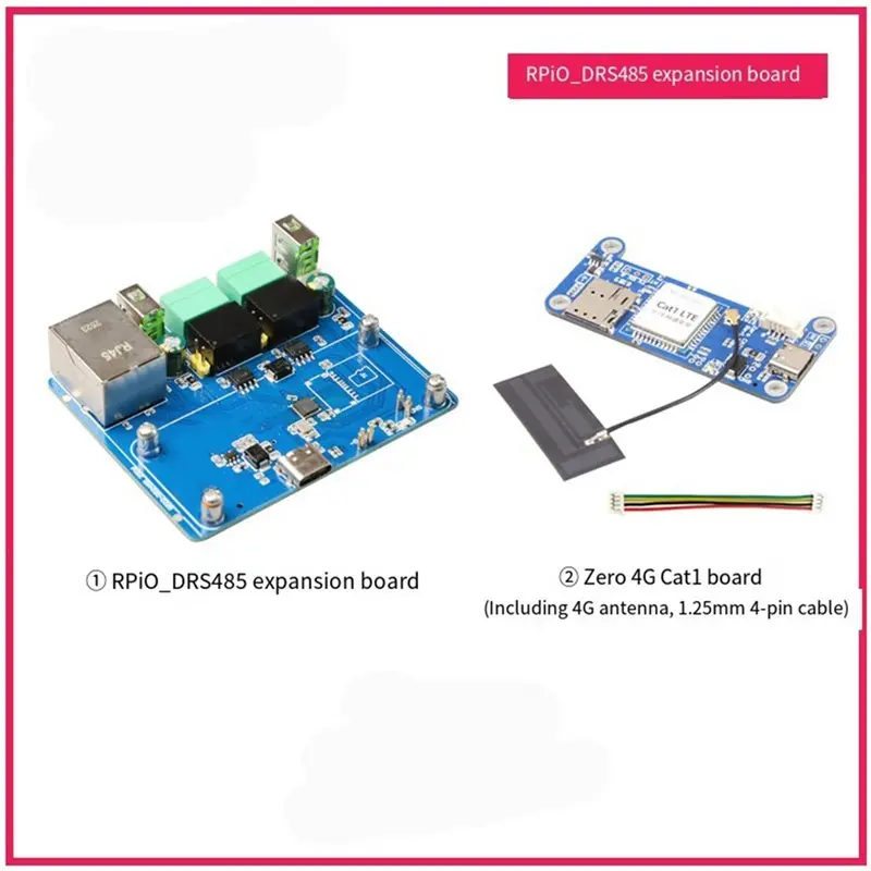 B03B-Rpi0-DRS485 +4G Cat1 Moulde Dual RS485 For Raspberry Pi