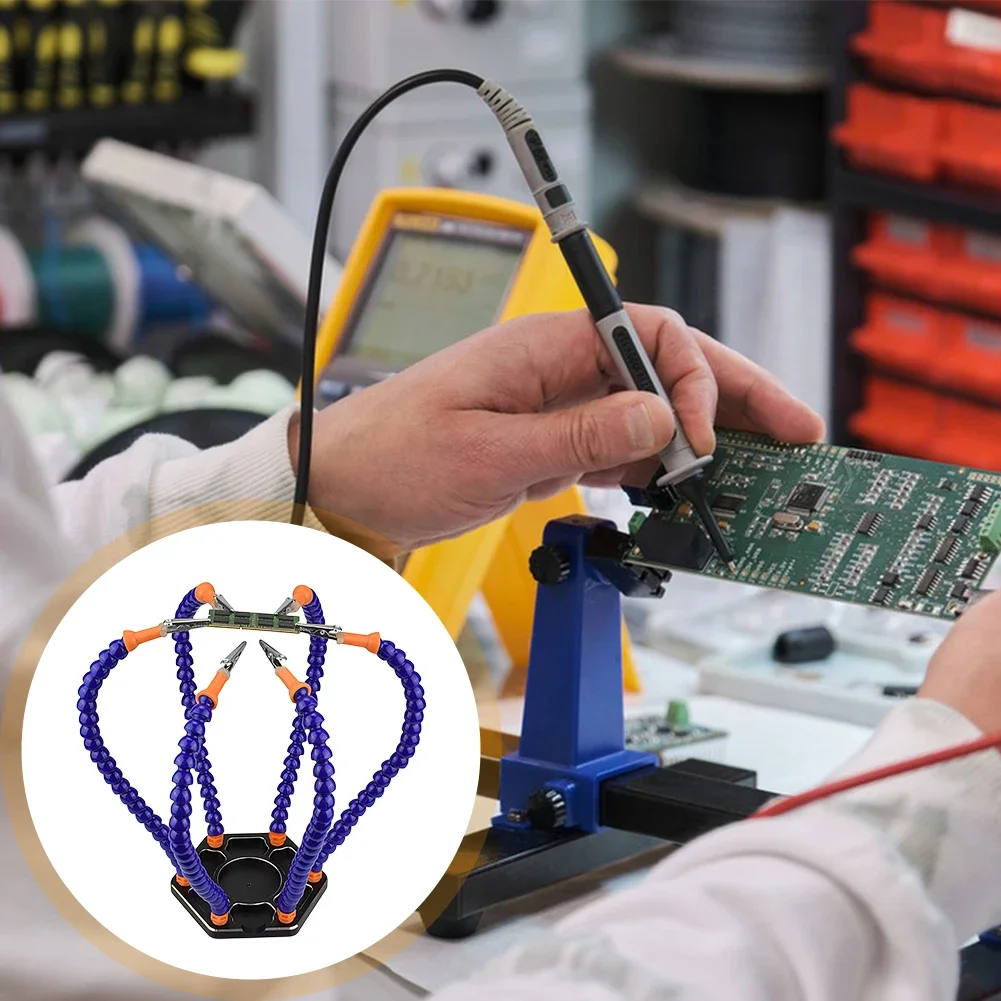 Flexibele Armen Clip Arm Solderen Helpende Handen Bureau Clip PCB Soldeerhouder 3X Vergrootglas met LED Lassen Derde Handje