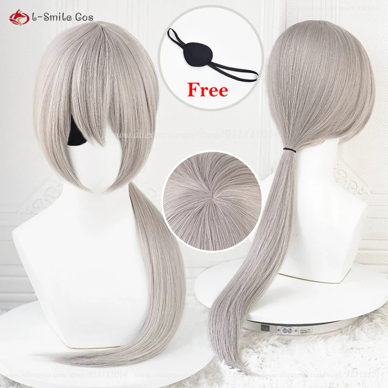 

Anime Quanxi Cosplay Wig 70cm Sliver Grey Wigs For Women Cosplay Anime Cosplay Wig Heat Resistant Synthetic Hair + Wig Cap