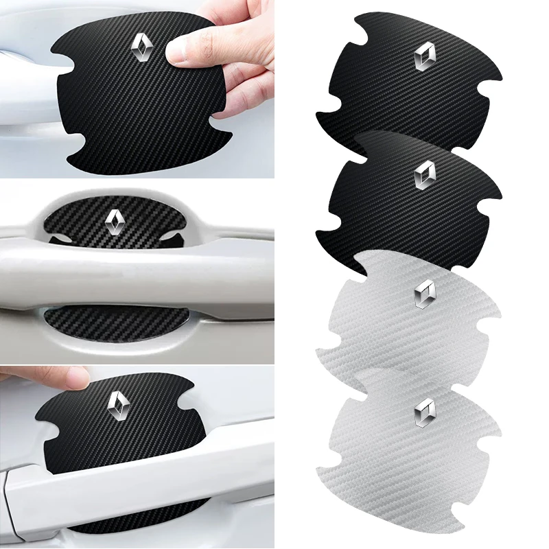 

4PCS Car Door Handle Bowl Scratch Protector Carbon Fiber Stickers For Renault Honda Jaguar Ford Subaru Mitsubishi Fiat Volvo
