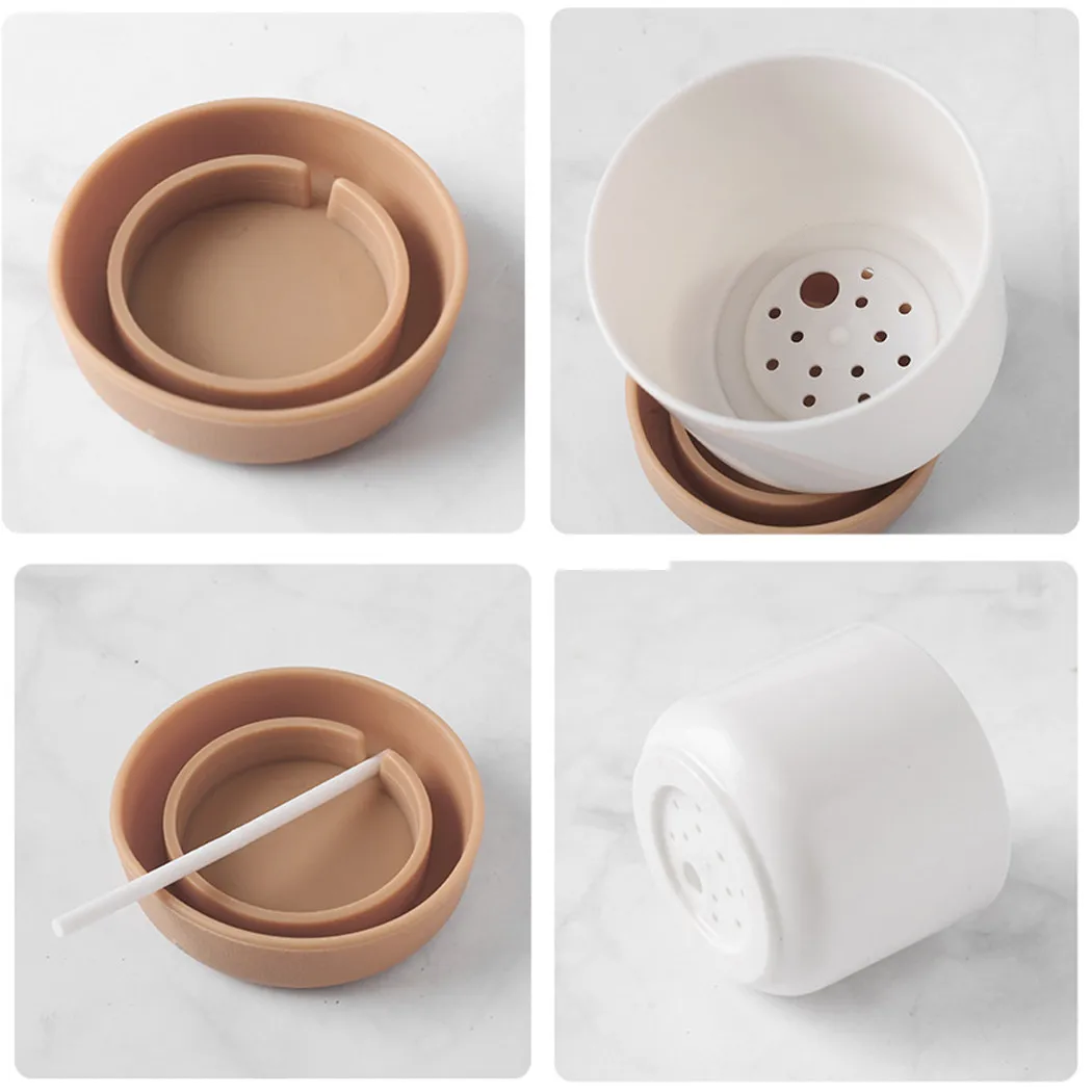 

White khaki Bottom With Saucers Flower Flowerpot Garden Indoor PP HIPS Pots Self-Watering Accessories Automatic