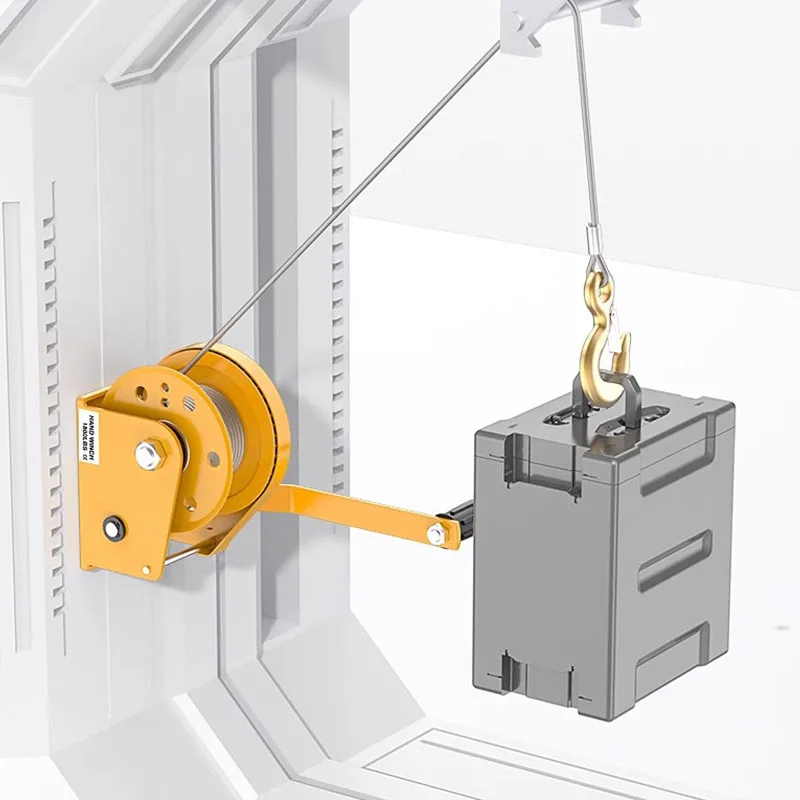 

Hand Crank Winch Two-Way Self-Locking With Brake Small Manual Winch With Wire Rope Trailer Crane For Trailer Boat