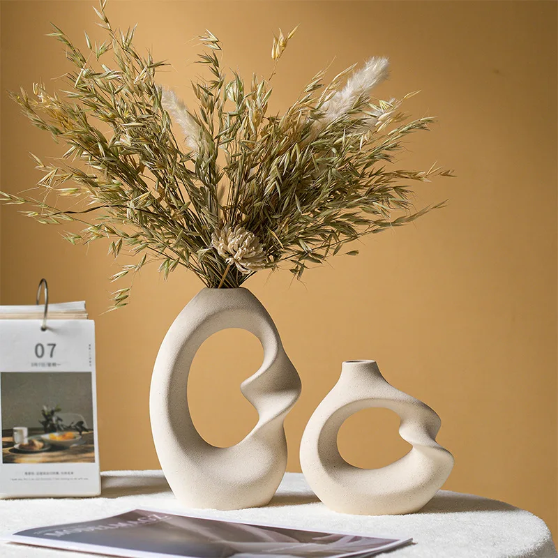 

15cm and 21cm Luxury Decorative Ceramic Vase Home Decor Accessorie Nordic Flower Interior Living Room Tabletop Office Modern