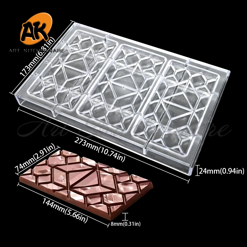 Chocolate Mould Polycarbonate Candy Chocolate Bar Molds Acrylic Bonbons Confectionery Kitchen Baking Pastry Bakeware Tools