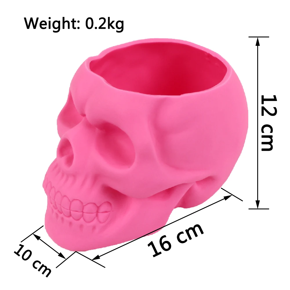 Pink Skull Horror Small Flower pot Makeup Brush bucket Skull Halloween decorations Tabletop accessories Display pen holder Gift