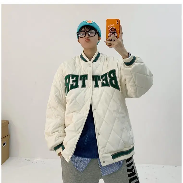 Хлопковая бейсбольная куртка Thiened для пар, бархатная свободная зимняя верхняя одежда с бриллиантами, корейское мужское и женское пальто