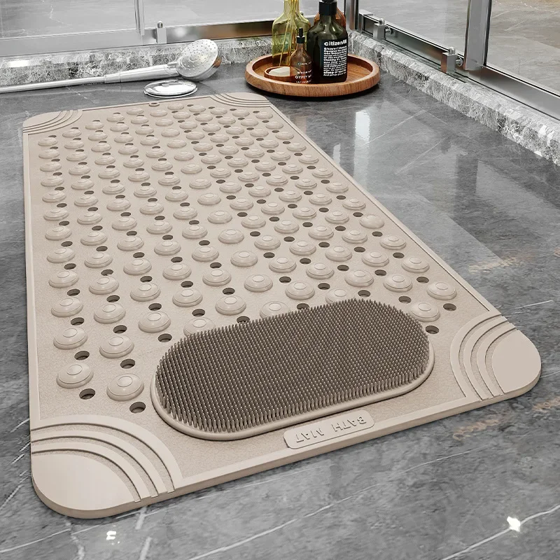 Shower Bath Mat Foot Massager With Non-Slip Suction Cups Bathroom Mat Silicone Suction Cup Massage Brush For Bathroom Use