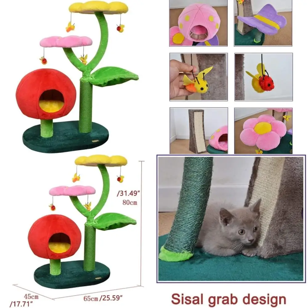 

Крытая башня для кошачьего дерева с рамой для скалолазания и платформой для прыжков для творческих игр и царапин