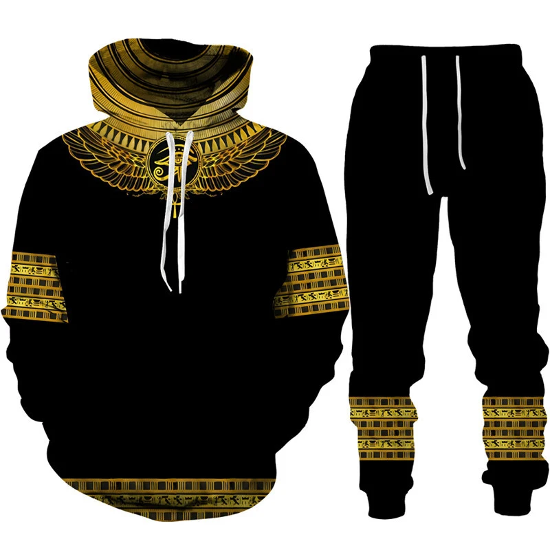 Ancient Horus Egyptian Style 3D Print Tracksuit Set Man Woman Hoodie+Pants 2pcs Set Oversized Casual Streetwear Pullover Clothes