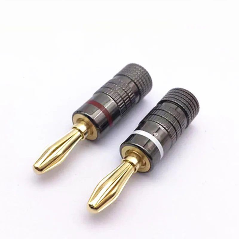 1 pair/ 2 pair 4MM Banana Jack Plug adapter Straight Pre Amplifier Gold Plated Connector solder free Audio Speaker P1