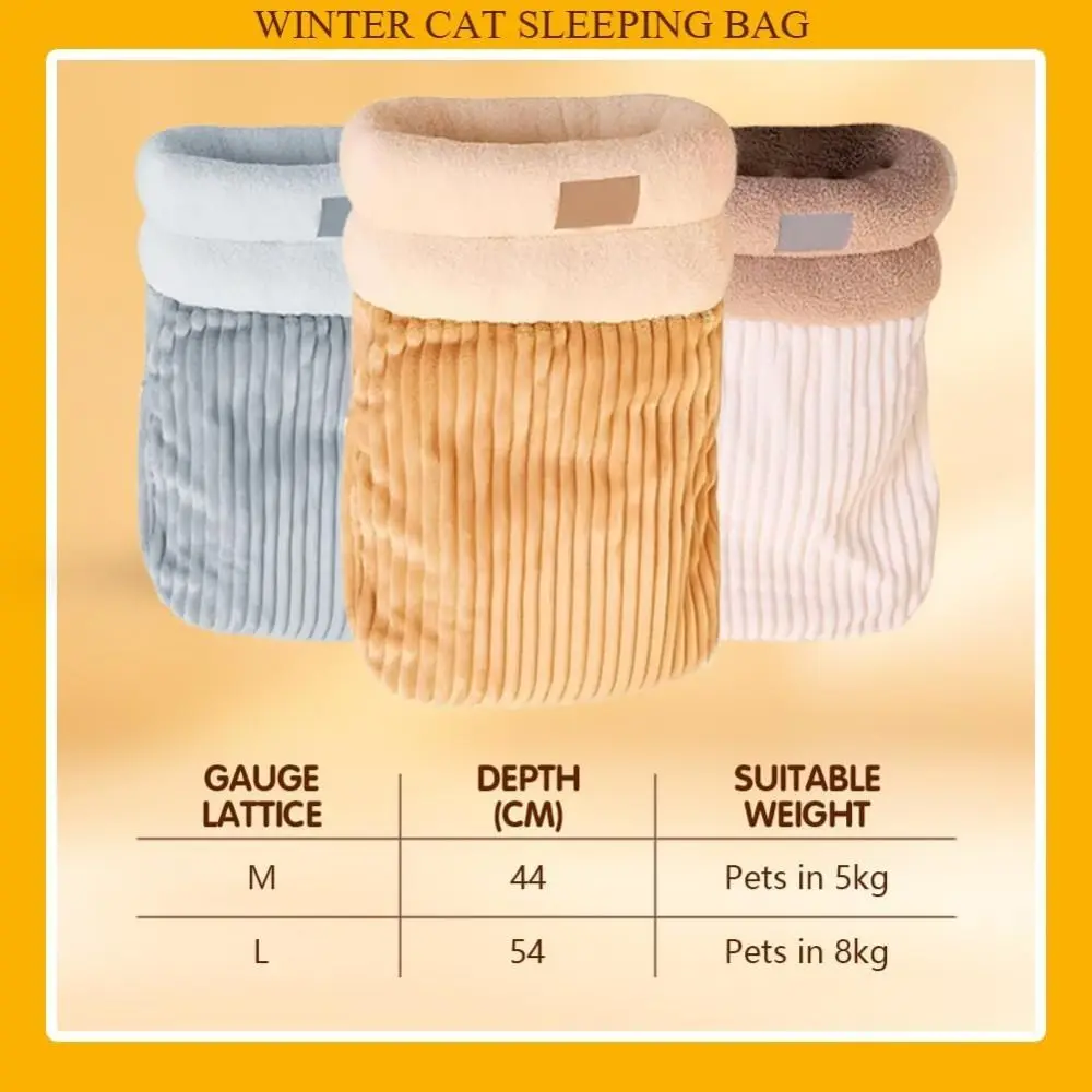 New Fleece Cotton Cat Sleeping Bag Soft Plush 360°wrap Sleeping Bag Nest Pet Snuggle Sack Winter