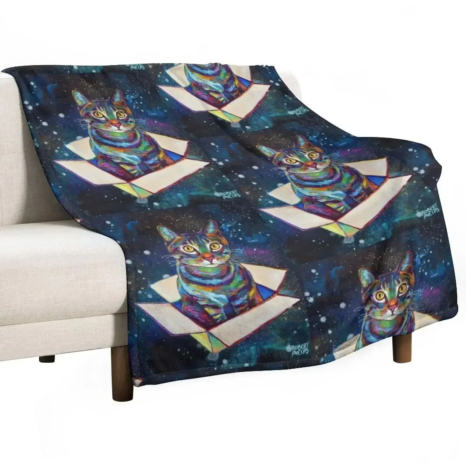 Galactic Cat In Space Throw Blanket Bed Fashionable Decorative Sofas cosplay anime Thermal Blankets