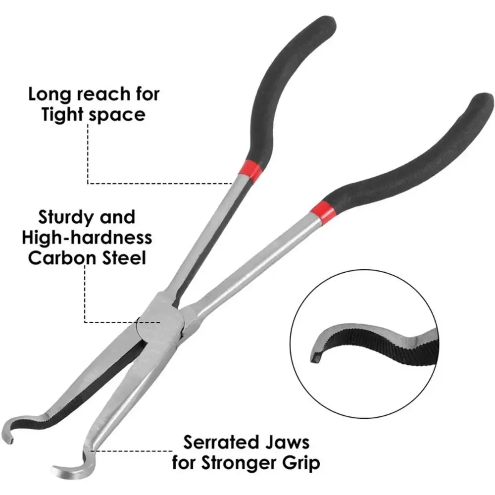1Pcs 11 Inch Long Nose Pliers 280mm Long Handle Carbon Steel Plug Puller Pliers Bent Handle 0 25 45 90 Degree Tips