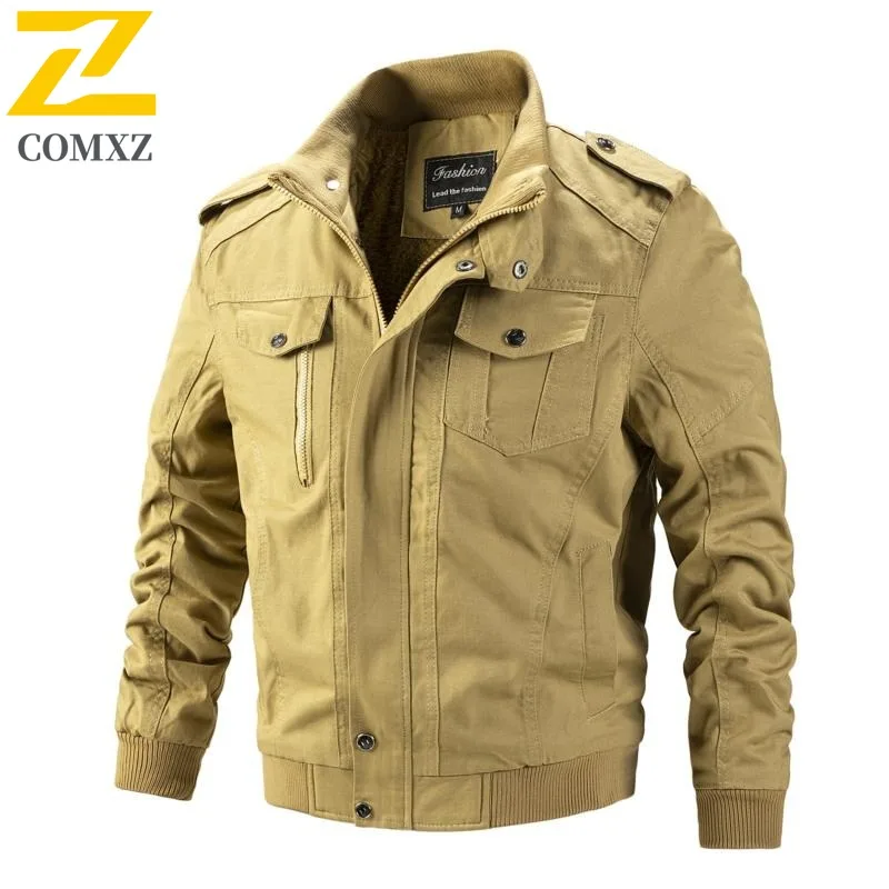 

COMXZ High Quality Jacket Leisure Stand Collar American Style Camping Wear Resistant Coat Hunting Lightweight Autumn Garment