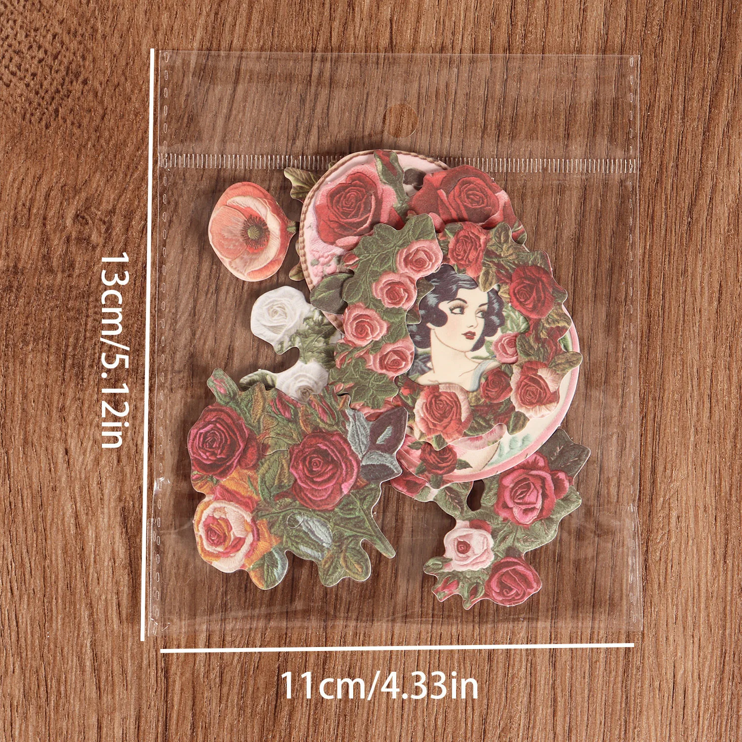 30 Stück Vintage-Pilzblumen, unregelmäßig strukturiertes Scrapbook-Aufkleberpaket, für Junk Journals, Scrapbooking-Zubehör, Papierhandwerk – Detail 2